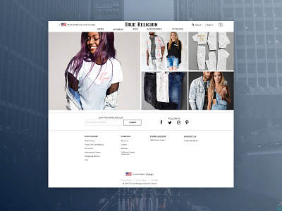 Ecommerce Design - True Religion ecommerce fashion homepage mobilefirst responsive webdesign