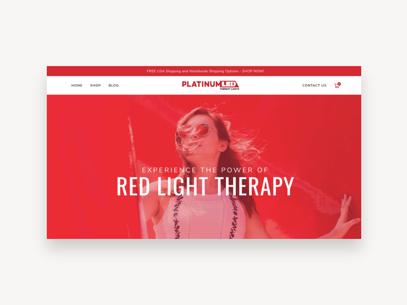 Platinum Therapy Lights - Homepage Design art direction bold typography clean ui ecommerce health homepage responsive retail shopify ux webdesign website wellness