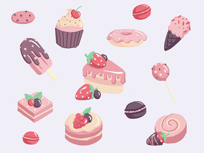 Pink desserts clean collage desserts drawing food hand drawn illustration pink proceate sweets visual