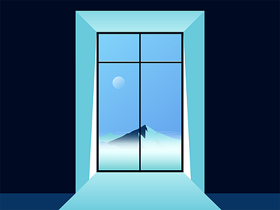 #barren barren blue drawing illust illustration mountain sketch window