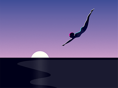 #falling drawing fall illust illustration purple sea sketch sunset swimming