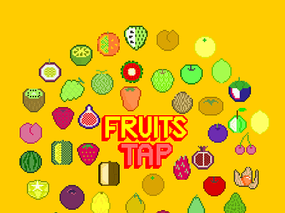 Fruits Tap Game Icons branding design flat game art icon icon set logo minimal
