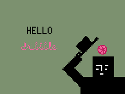 Hello Dribbble 1st shot game art icon logo minimal thankyou