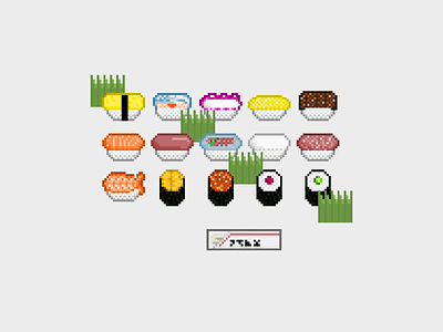 Sushi Icons design flat game art icon icon set logo minimal pixel art retro design web