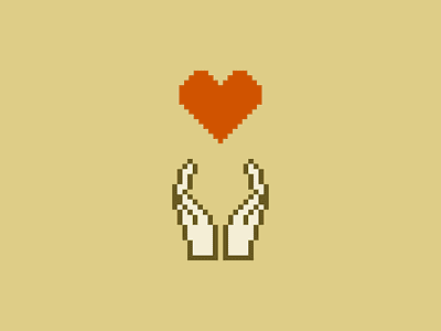 Heart and Hands game art icon icons logo minimal pixel art retro design