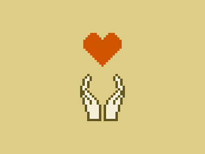 Heart and Hands game art icon icons logo minimal pixel art retro design