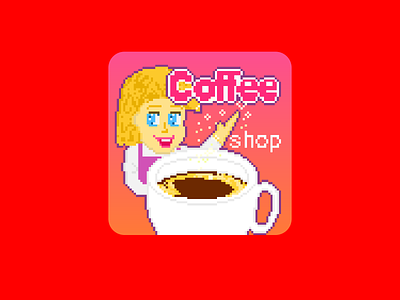 Coffee Shop Game App Icon 2d dribbble game art icon icons pixel art retro design