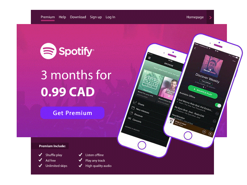 Spotify Landing Page Animation sexy shot music designer mobile web design daily ux ui spotify animation