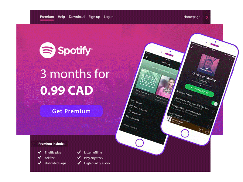 Spotify Landing Page Animation animation daily design designer mobile music sexy shot spotify ui ux web