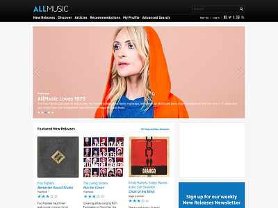 AllMusic Homepage layout ui ux wed design