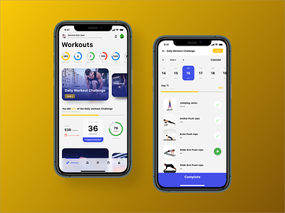 Hustle Fitness App - Home, Daily workout Challenge app dribbble fitness app home page ios sketch ui design ux design visual design workout
