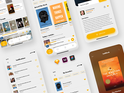 UI Kit - Books Store App app bookstore dribbble figma ios sketch ui design uikit ux design visual design xd