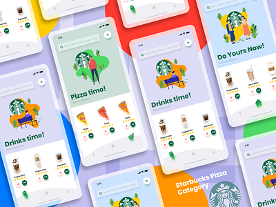 Starbucks Pizza Category app illustration ios starbucks ui design ux design xd