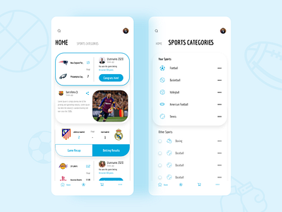 Sports News App - Home app basketball football home page ios news app sports ui design ux design views xd