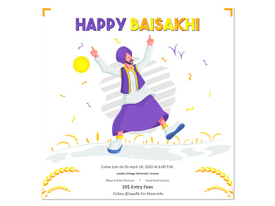 HappyBaisakhi_Poster characterdesign design event festival graphicdesign illustration illustrator indian poster vector