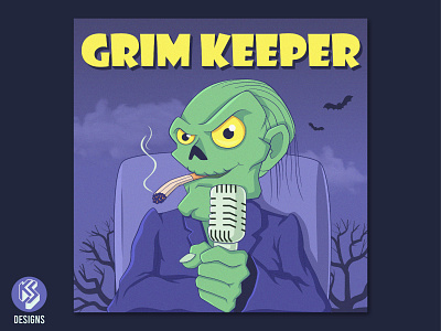 Grim Keeper Podcast applepodcast branding cartoon characterdesign coverart coverdesign dark design grim haunted horror illustration illustrator podcast scary vector