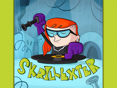 Skrillexter cartoon character characterdesign dexter dj illustration mashup skrillex