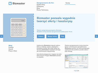 Bizmaster Invoicing Software website hompage.