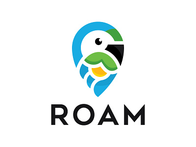 ROAM - Travel Agency branding guacamaya illustration location location pin logo pin pin badge travel travel agency vector