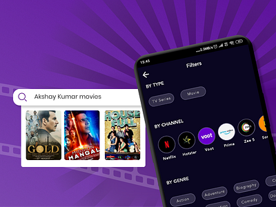 Search Filters aditya dekho filters genre movies search serie streaming tv ui