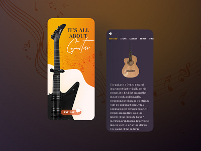 Guitar App Exploration app app design application guitar guitar app mobile mobile app music ui uidesign uiux uiux design