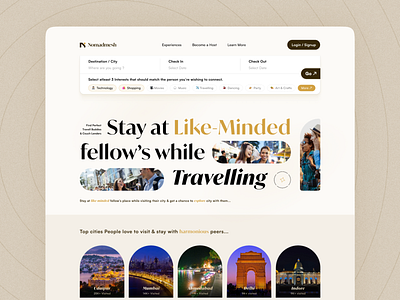 Nomadmesh-Stay at like-minded fellow's while travelling 3d agency app app design application creole creole studios design graphic design illustration landing page logo minimal mobile app ui uidesign uiux uiux design vector web design