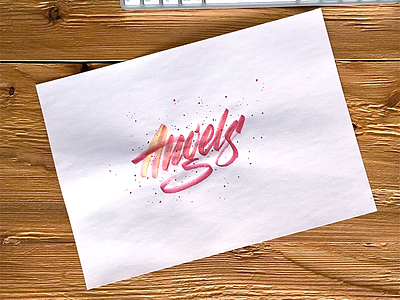 Angels crayola handlettering lettering logotype red splash watercolor yellow