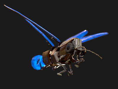 3D model of Lightning bug 3d bug cyberpunk electronic lighting bug model scrap