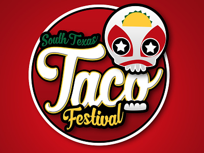 Logo for the South Texas Taco Festival festival lucha libre sugar skull taco texas