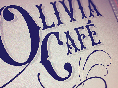 Olivia Café calligraphy handletter logo type