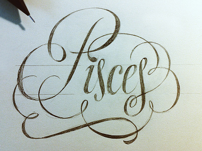 'P' is for Pisces calligraphy lettering type