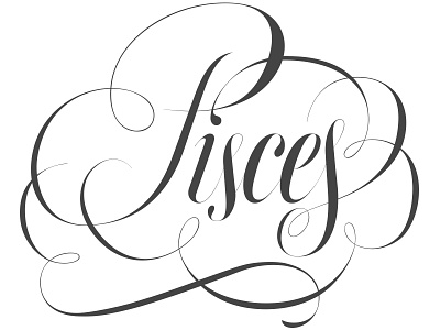 Pisces copperplate lettering