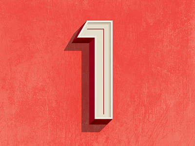 One illustration numbers one red typography