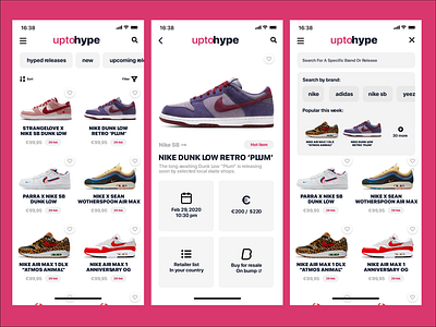 Concept for a app with hyped sneakers. app branding design logo minimal typography ui ux vector