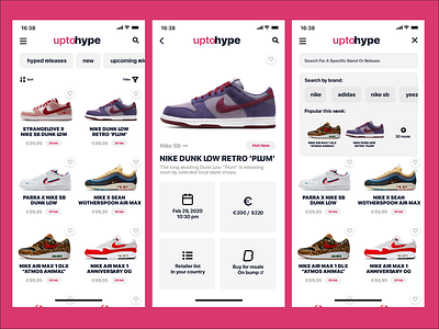 Concept for a app with hyped sneakers.