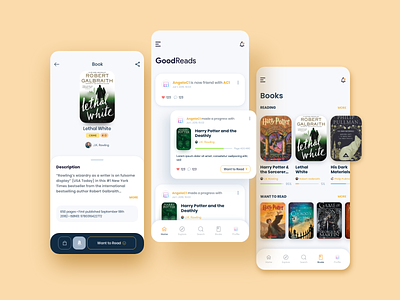 GoodReads • Book Tracker App - Redesign Concept adobexd app book dashboard goodreads library mobile mobile design soical ui ui design uiux ux