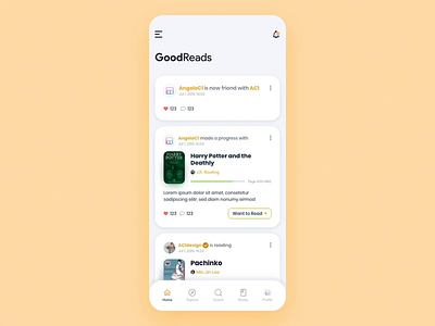 GoodReads • Book Tracker App - Redesign Concept (Video) adobe adobexd amazon app book bookshelf dashboard design goodreads mobile tracker ui uiux ux