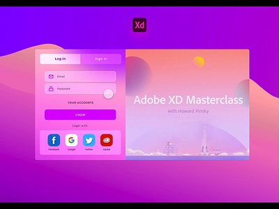 Login Screen - Adobe XD Playoff adobe adobexd animation dashboard design gradient login playoff sign in ui uiux ux xd xd animation xd design