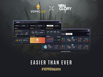 VGPRO.GG x VAINGLORY - In-game widget game game app gaming gradient semc ui ux vainglory vgpro.gg widget