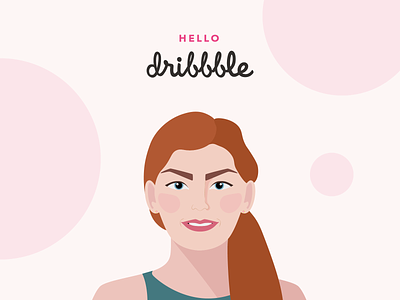 Hello dribbble character girl hello illustration portrait redhead