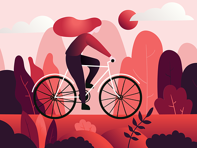 Bicycle Illustration bicycle bike illustration illustrator red vector woman
