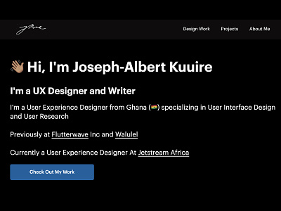 Joseph-Albert Kuuire Personal Website branding ghana ui website