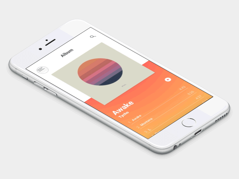 Minimal Music App design gradient interaction minimal mobile. apps music music app ui