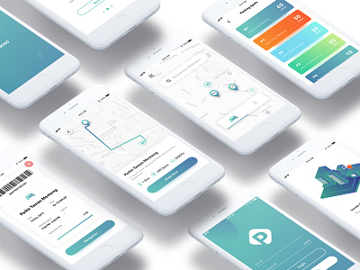 Parking Apps apps cards gradient illustrations isometric jakarta maps mobile parking ui