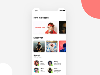 Music Feed Screen banner browse feed ios iphone minimalist music ui x