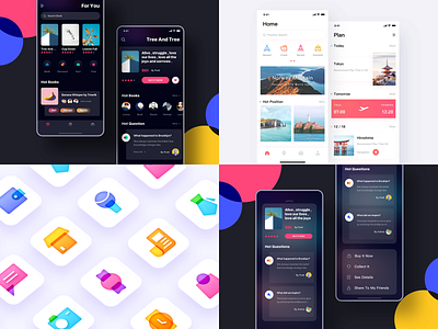 2018 Dribbble Top4 book book interface colorful daily practice gradual icon icon travel travel ui