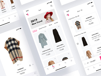 A practice about women's fashion application(3) bar design cart clean ui cloth app farfetch app fashion app fashion logo pink icon purchase womens fashion app