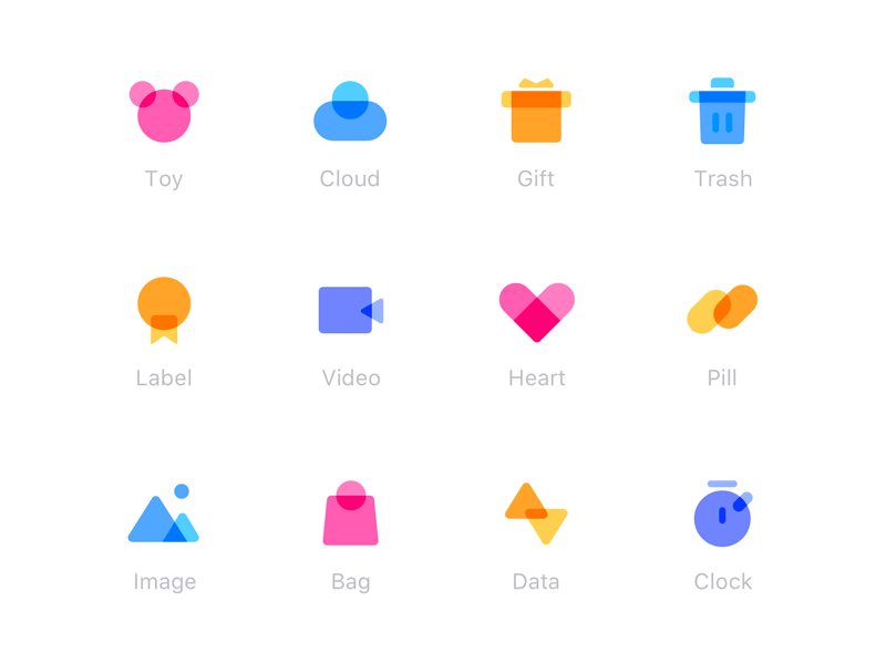 colorful multiply icon daily practice bag icon clock icon colorful icon icon design image icon multiply icon toy icon trash icon video icon