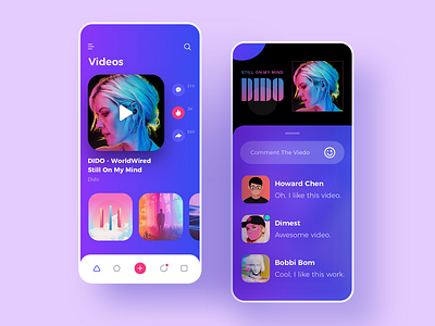 video application practice comment large rounded ui design video ui