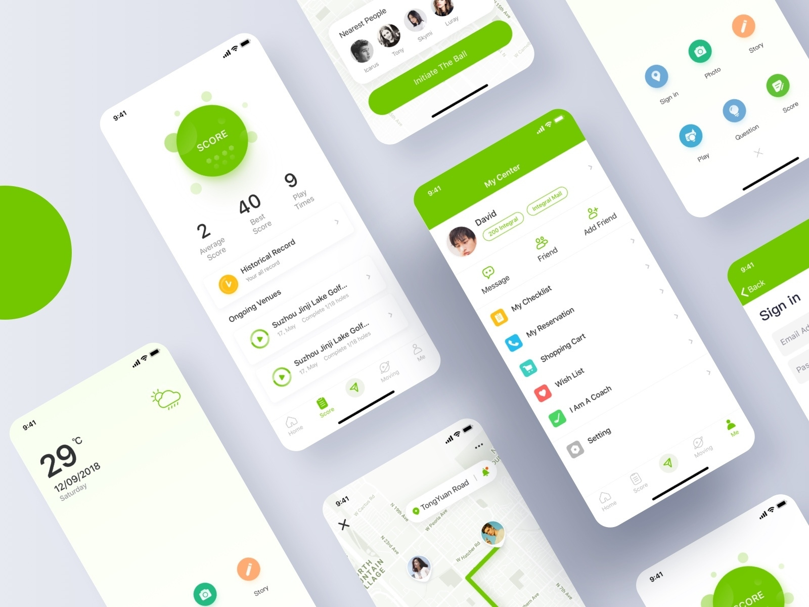 12Golf Application UI Collection by DAO UI Design Studio for VisualMaka ...